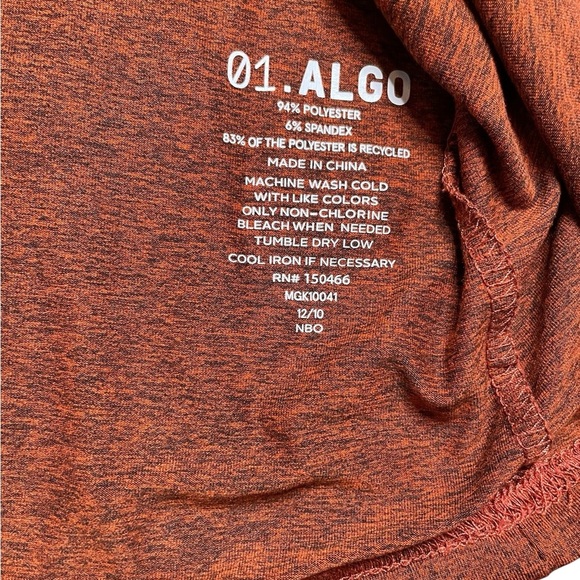 01.ALGO AlgoFlex Russel Performance Henley Orange T-Shirt Size Large - Picture 5 of 5